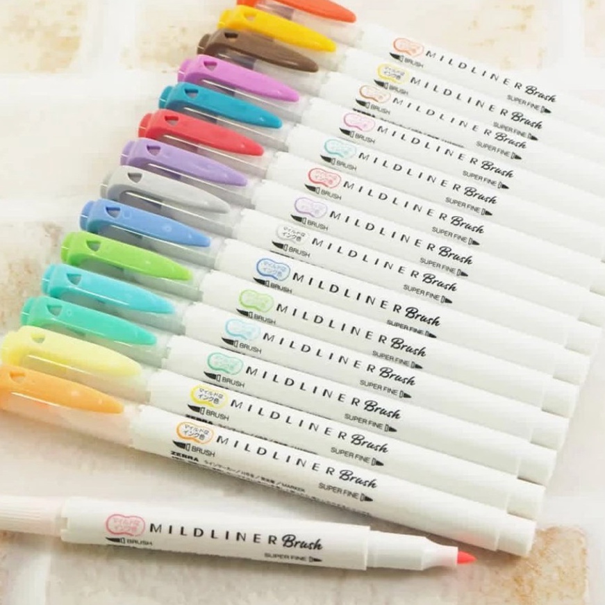 

KI3 ZEBRA Mildliner BRUSH Pen Marker WFT8 Double Ended Highlighte