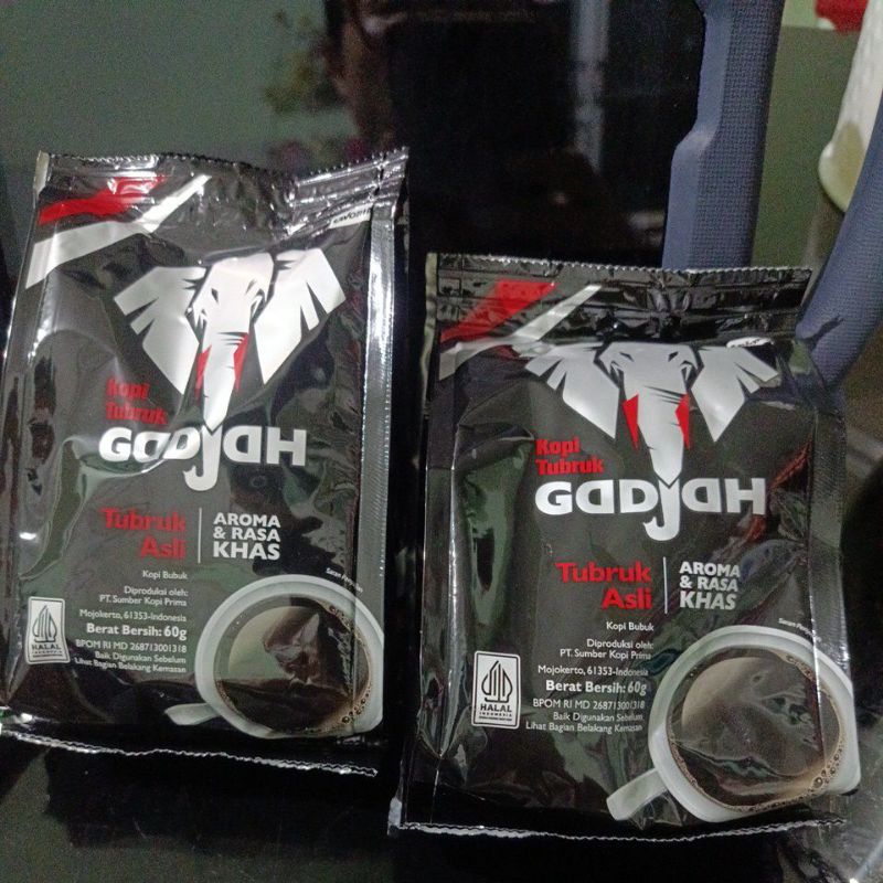 

Kopi tubruk gadjah 60gr 1 karton isi 40pcs