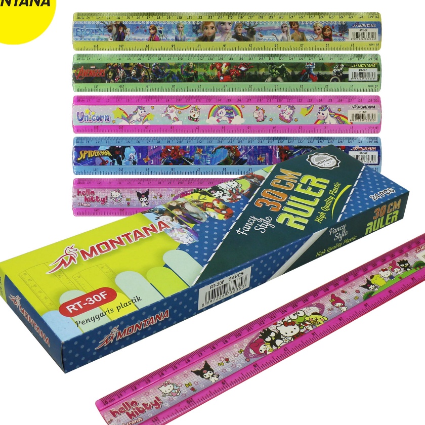 

KI3 Montana Acrylic Ruler Fancy Penggaris Acrylic 3Cm Karakter RT3F Box 24Pcs