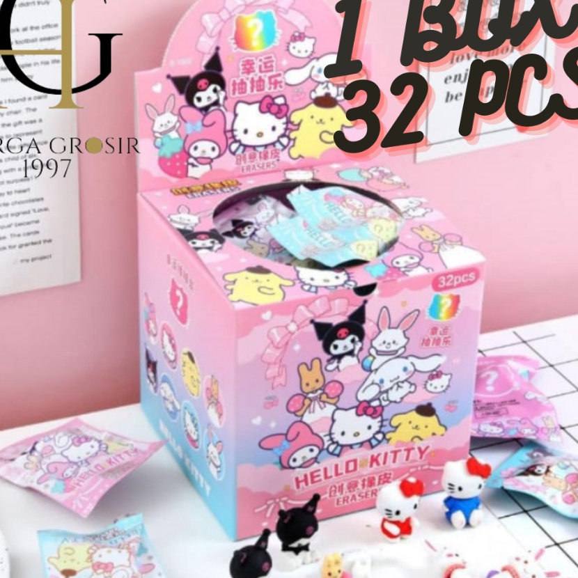 

KI3 1 BOX 32 PCS PENGHAPUS MYSTERY BAG SANRIO BLIND BOX LUCU IMUT KUROMI CINAMOROLL MELODY HELLO KITTY