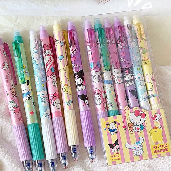 

Terkini BISA DIHAPUS 6PCS Pulpen Gel Mekanik 5mm Ballpoint Motif Cartoon Lucu Aesthetic Sanrio