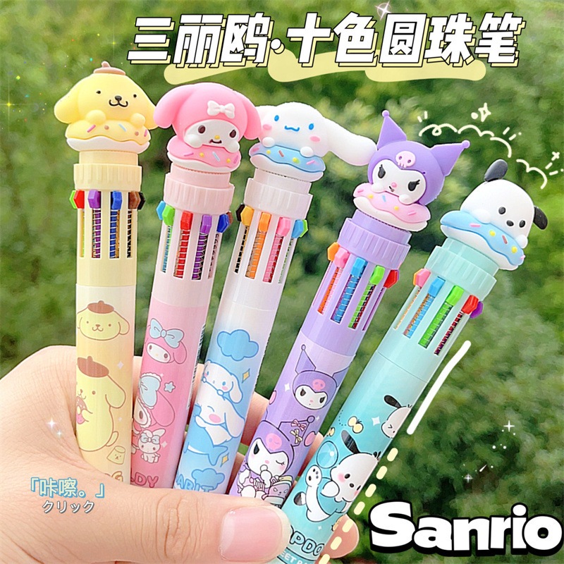 

Kakamoe - Bolpen 10 in 1 Pulpen Karakter Lucu Sanrio Pena Pen 10 warna 0,5mm