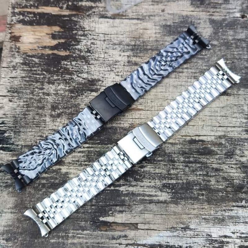 Seiko 20 mm 22 mm rantai hitam dan silver tali jam tangan Seiko 22mm 20mm strap rantai