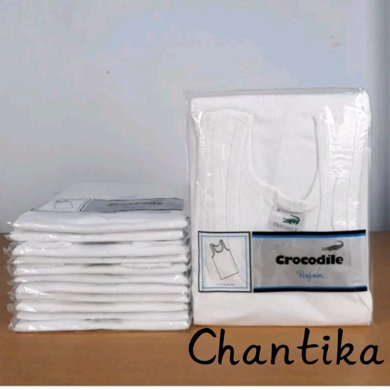 CROCODILE Kaos Dalam pria 801 Putih Salur Original
