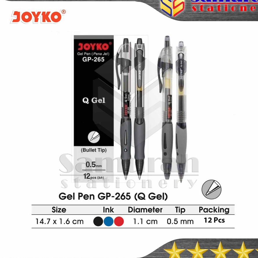 

Cepat Gel Pen Joyko Q Gel GP 265 GelPen QGel GP265 5 mm Pulpen JK GP265 Hitam Biru Merah Cetek