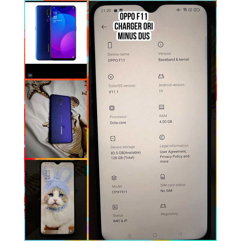 Preloved Tas Gabag HP Oppo F11 Second 4/128 Stroller Tas Gabag