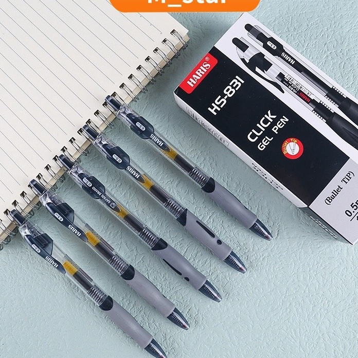 

KF7 12pcs Pulpen Gel Cetek Q Gel Pen Clik 5 mm Motif Pena Joyko Kantor