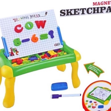 

HJ6 Mainan Edukasi Magnetic Sketchpad Learning Case Drawing Board 2 in 1 classroom papan tulis magnet huruf SNI