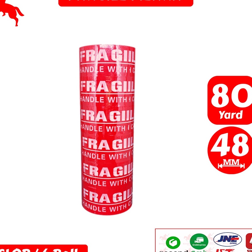 

Terkini Lakban OPP Tape Lakban Fragile Merah KSATRIA Tape 8 Yard 1 Slop