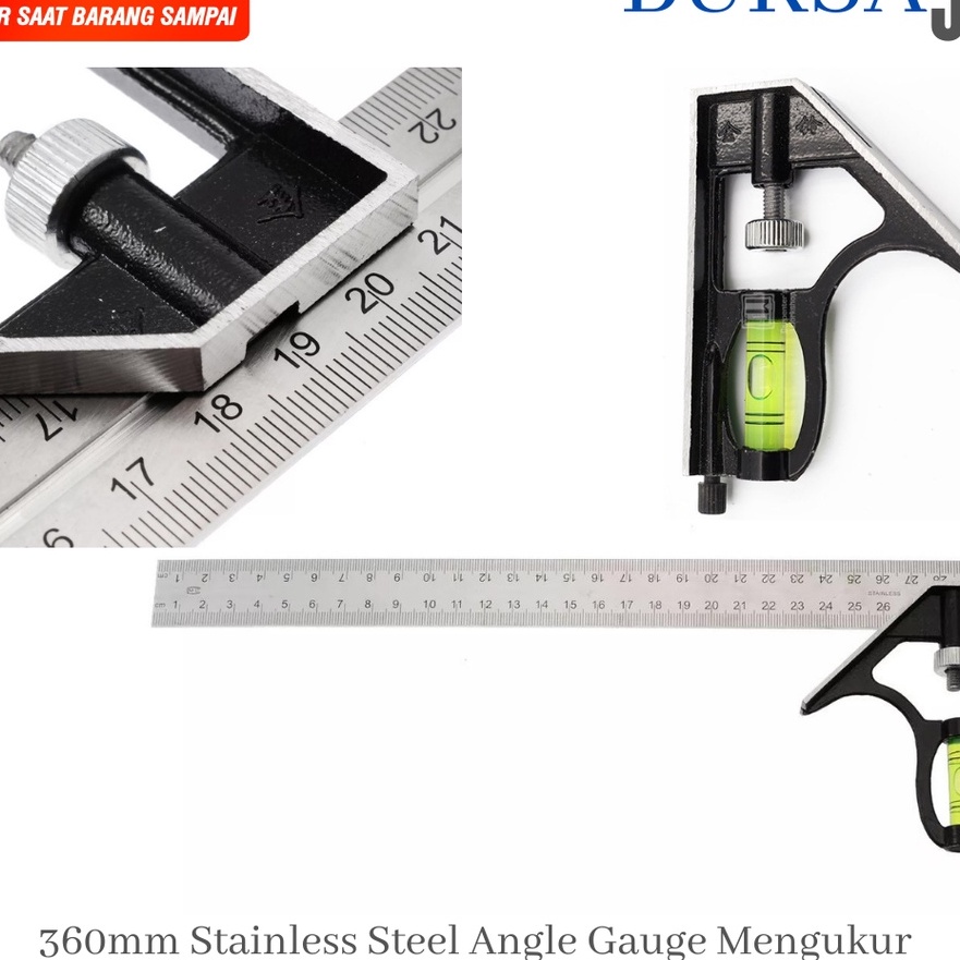 

Eksklusif PENGGARIS SIKU SUDUT WATERPASS TUKANG KOMBINASI MULTIFUNGSI 3 CM 2IN1