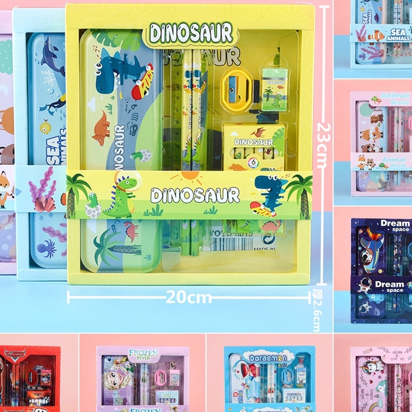 

HJ6 Alat Tulis Set paket Komplit 7 in 1 Stationery complete lengkap Kotak Pensil Anak Souvenir Hadiah kado Sekolah karakter kartun lucu animal hewan perlengkapan tulis tempat pensil