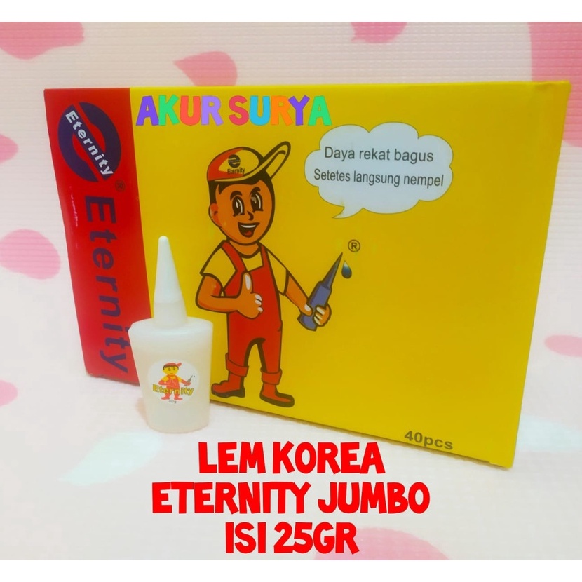 

Kilat BOX 4 PCS LEM KOREA ETERNITY JUMBO GAMBAR ORANG BERTOPI GAMBAR TUKANG ORIGINAL BERKUALITAS LEM SETAN LEM SERBAGUNA LEM SERBA GUNA LEM TETES CAIR LEM POWER GLUE LEM ALTECO ETERNITY JUMBO ORIGINAL BERKUALITAS