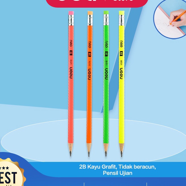 

FG2 Deli Pensil Kayu 2B Mudah diraut dengan penghapus bebas racun EU518