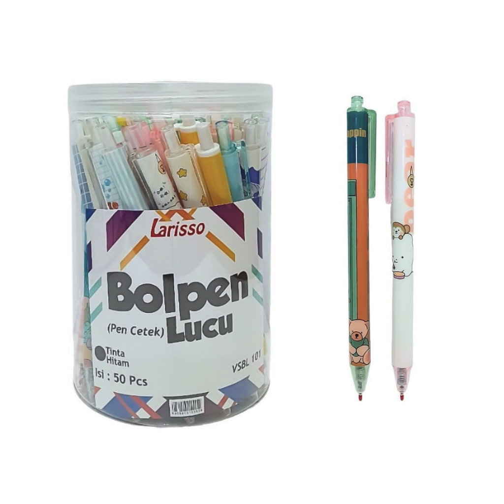 

1 Tabung / 50 pcs Retractable Gel Pen Larisso VSBL-101 Fancy ( Pena Pulpen Cair Cetek )