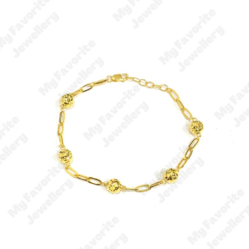 Gelang Paper Clip Bola-bola Emas Asli Kadar 700