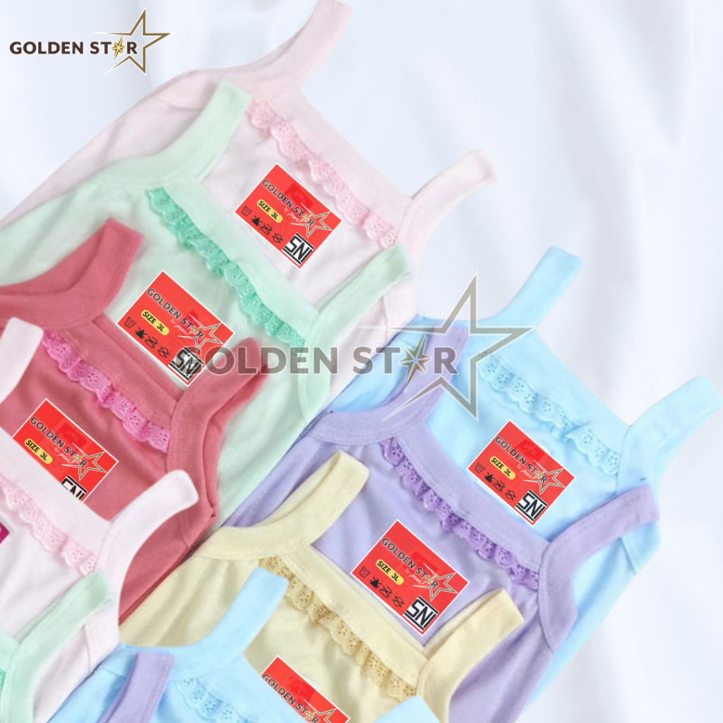6PCS Singlet Anak Perempuan -Kaos Dalam Anak Perempuan - Kaos Dalam Anak Perempuan Warna Warni dan P