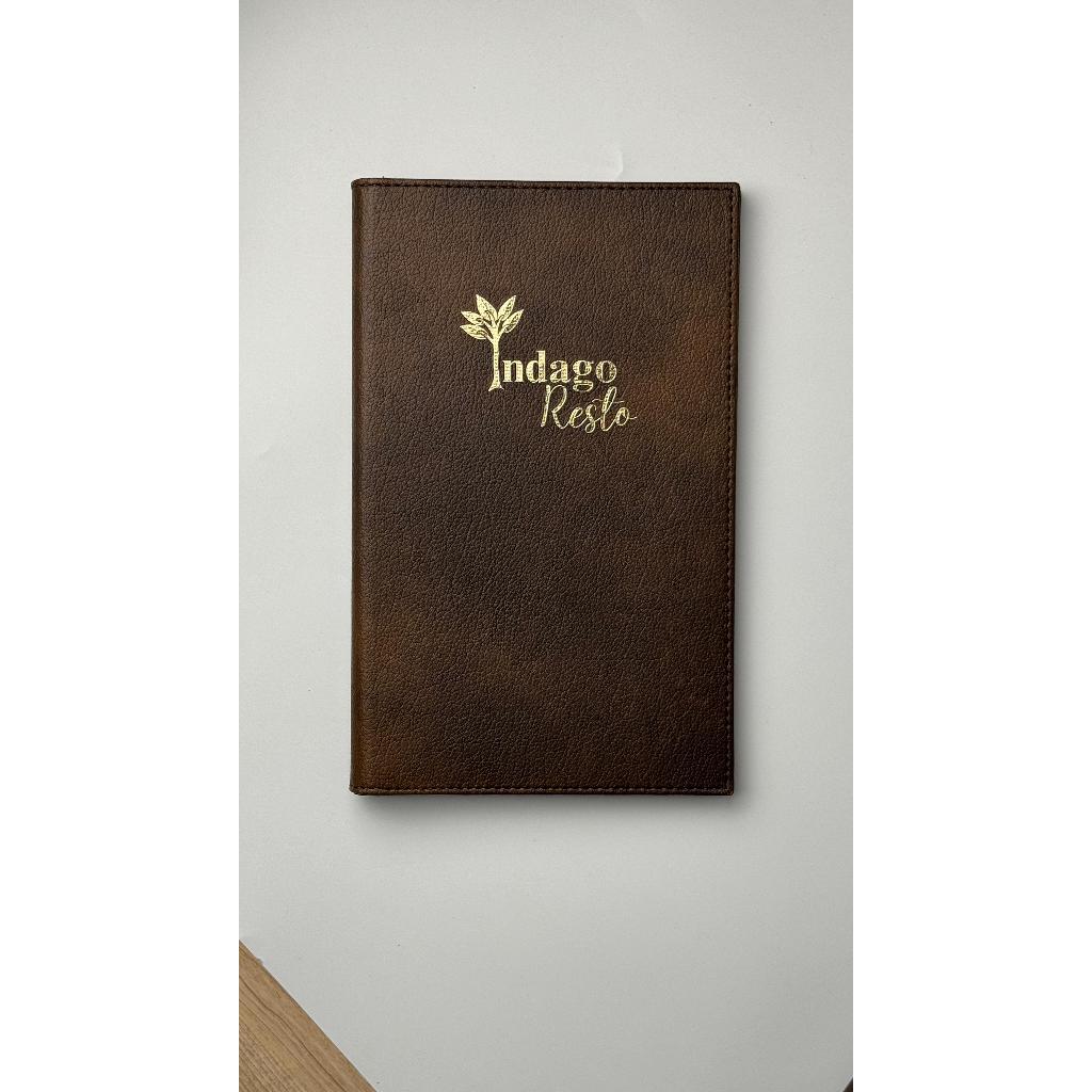 

Buku Menu Custom emboss logo, ukuran 15x30, warna - cafe restoran hotel