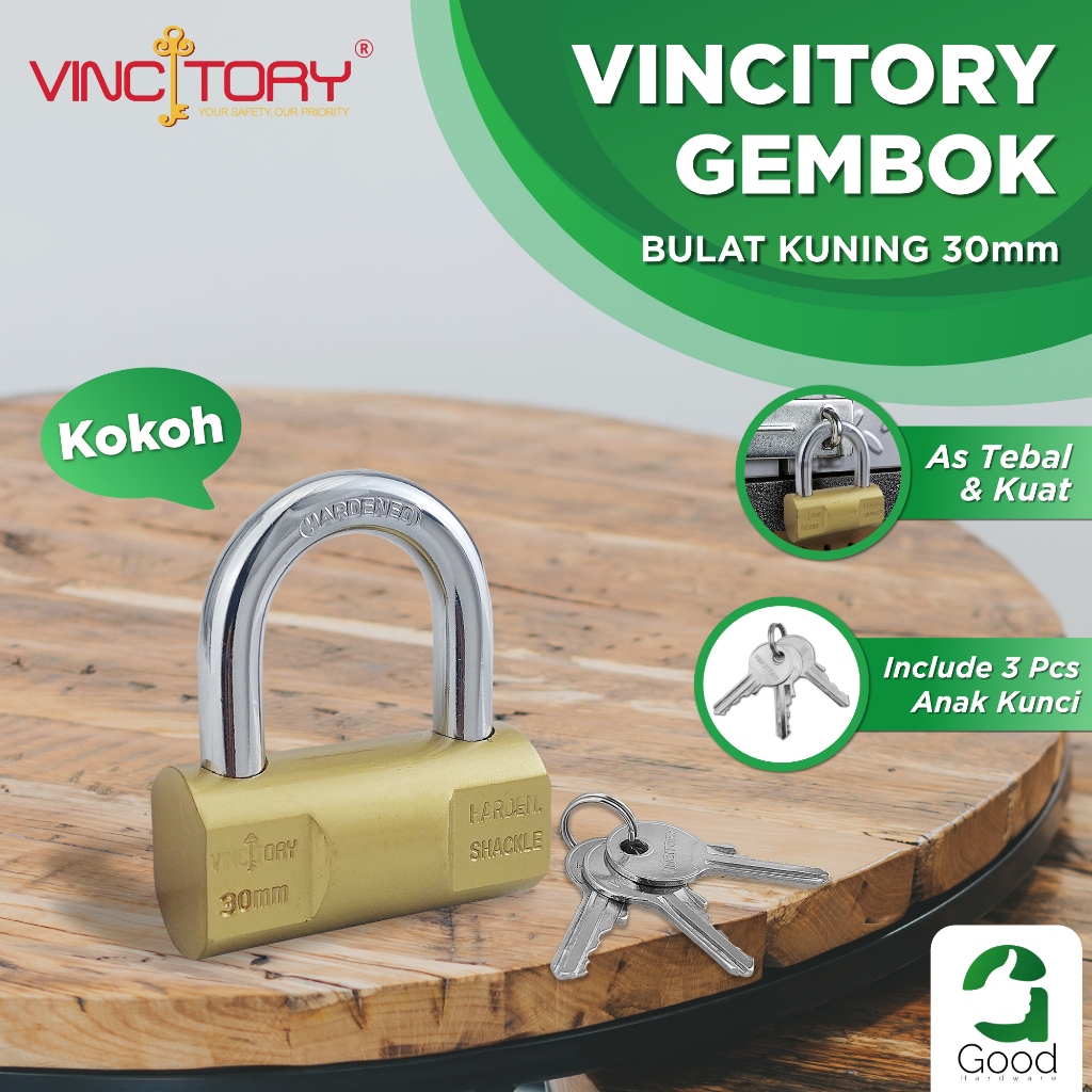 Vincitory Gembok Pagar Lemari Koper Bulat Kuning Model Viro 30 40 50 60 mm Anti Maling
