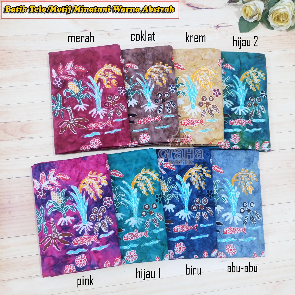 KAIN BATIK TULIS BAKARAN PATI MOTIF MINA TANI MINATANI TELA TELO KETELA ABSTRAK