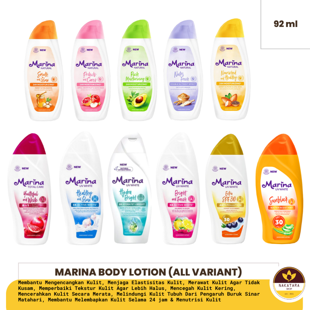 Marina Hand Body Lotion UV White & Natural 92ml (KECIL)