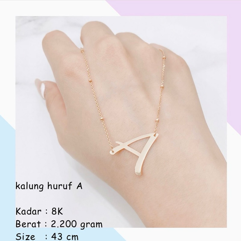 KALUNG EMAS HURUF A 8K 2.200gr