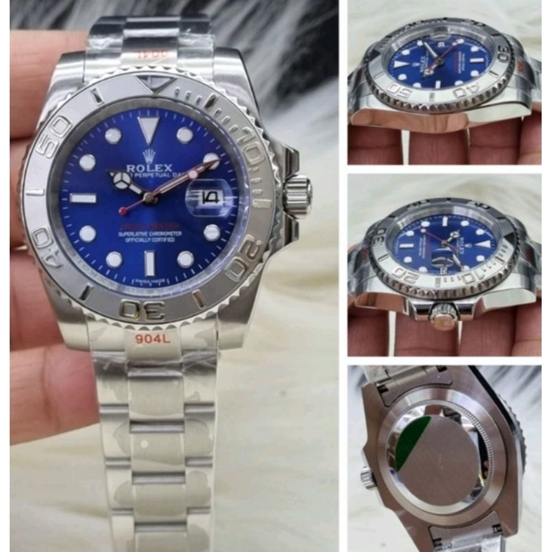 JAM TANGAN PRIA RLX YACHT MASTER SOLVER DIAL BLUE AUTOMATIC JAPAN MOVEMENT