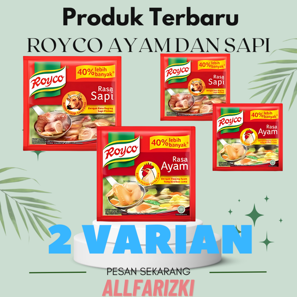 

ROYCO bumbu penyedap 9gr kaldu AYAM SAPI sachet RENCENG ( isi 12 dan 24 sachet)