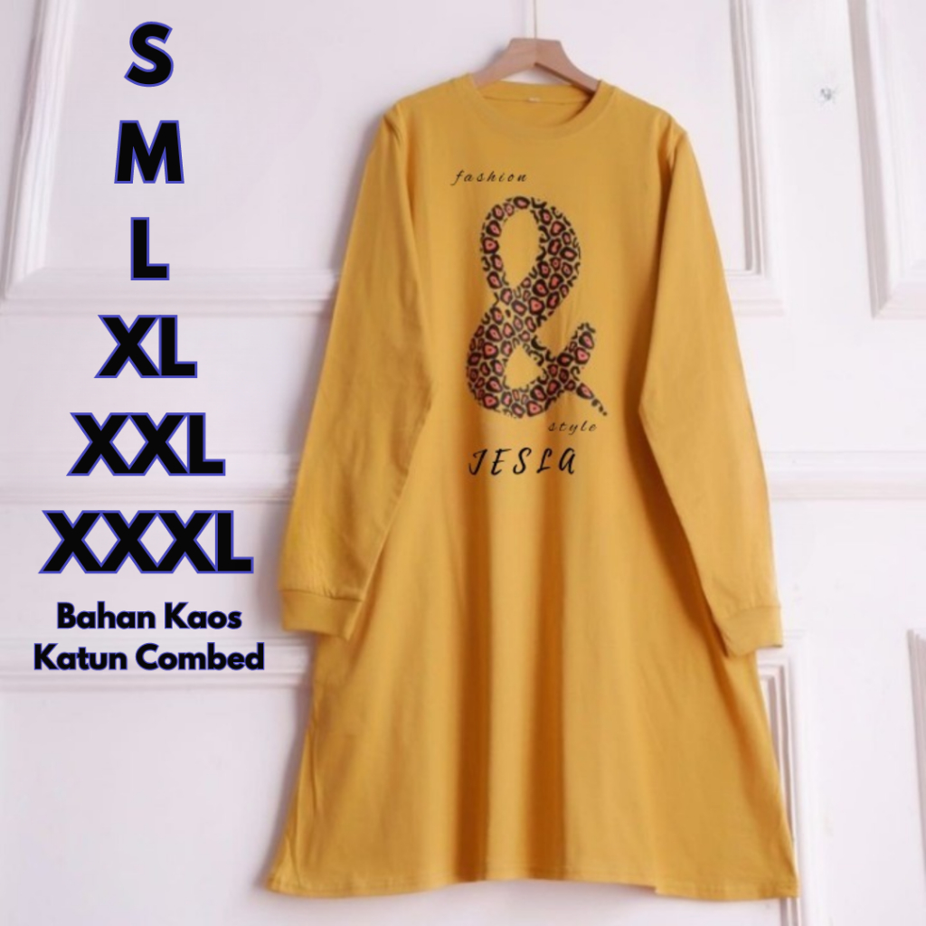 Baju Atasan Wanita Terbaru Dan Tunik BO Size S M L XL XXL XXXL Kaos Katun Combed Long Tunik Kaos Len