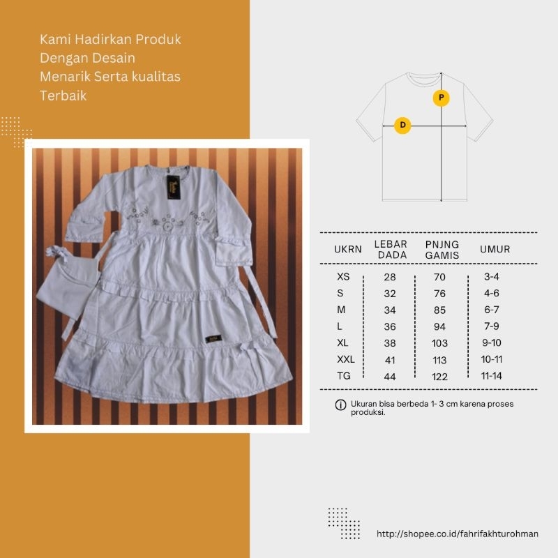 Baju muslim anak / baju gamis putih anak perempuan Aulia