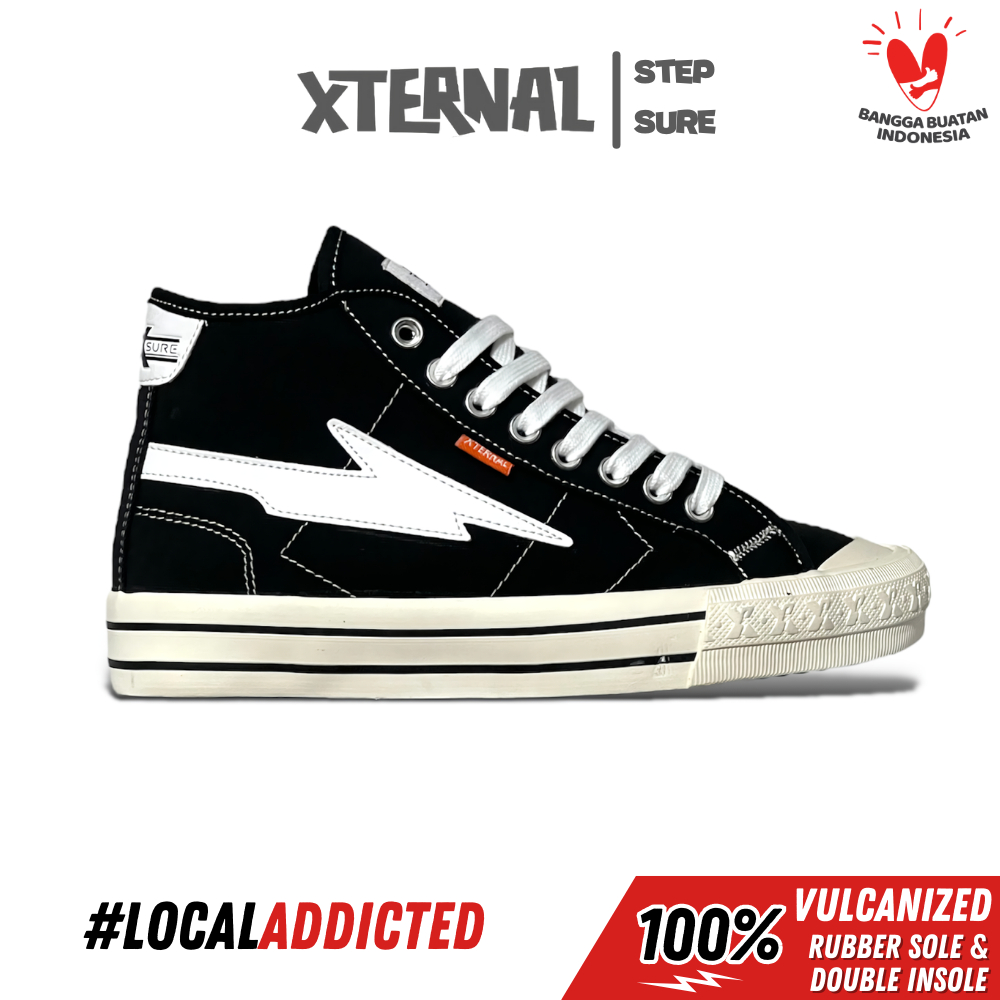 Sepatu XternalStepSure - Sepatu Sneakers Mitterns Storm High Black White