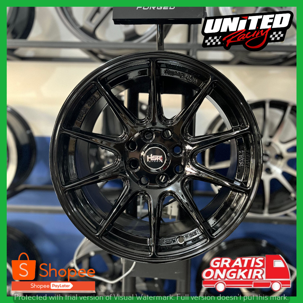 VELG RACING MOBIL YARIS BRIO BALENO SOLUNA JAZZ R15 HSR SHINJUKU GLOSSY BLACK RING 15