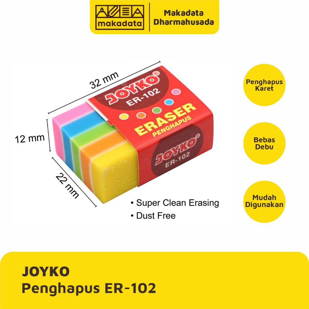 

ERASER | STIP | PENGHAPUS JOYKO ER-102 LAPIS WARNA-WARNI (1 PCS)