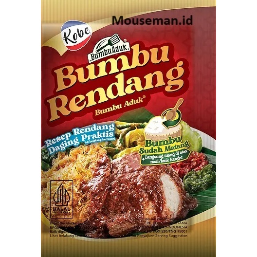 

Kobe Bumbu Aduk Nasi Bumbu Rendang Resep Daging Rendang Praktis / Bumbu Sudah Matang / Langsung tuang Aduk di atas Nasi/Lauk Hangat 20gr