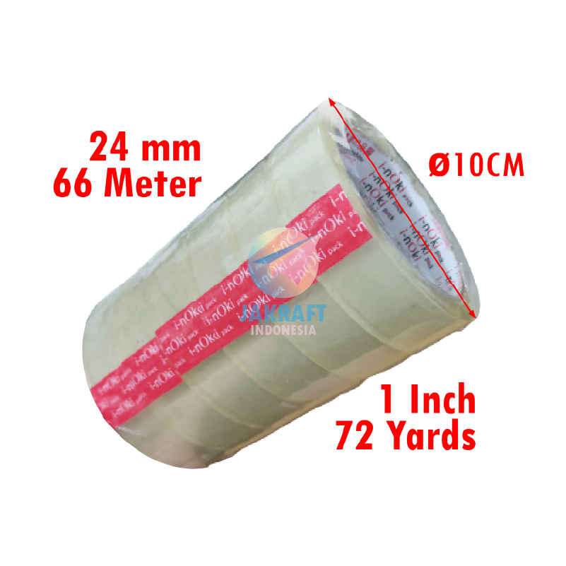 

(6 Roll) GROSIR Isolasi Solatip Lakban Sedang INOKI Adhesive Tape 1" Inch 24 mm x 72 Yards i-nOki Pack Setara Daimaru Ekonomis | SLOP