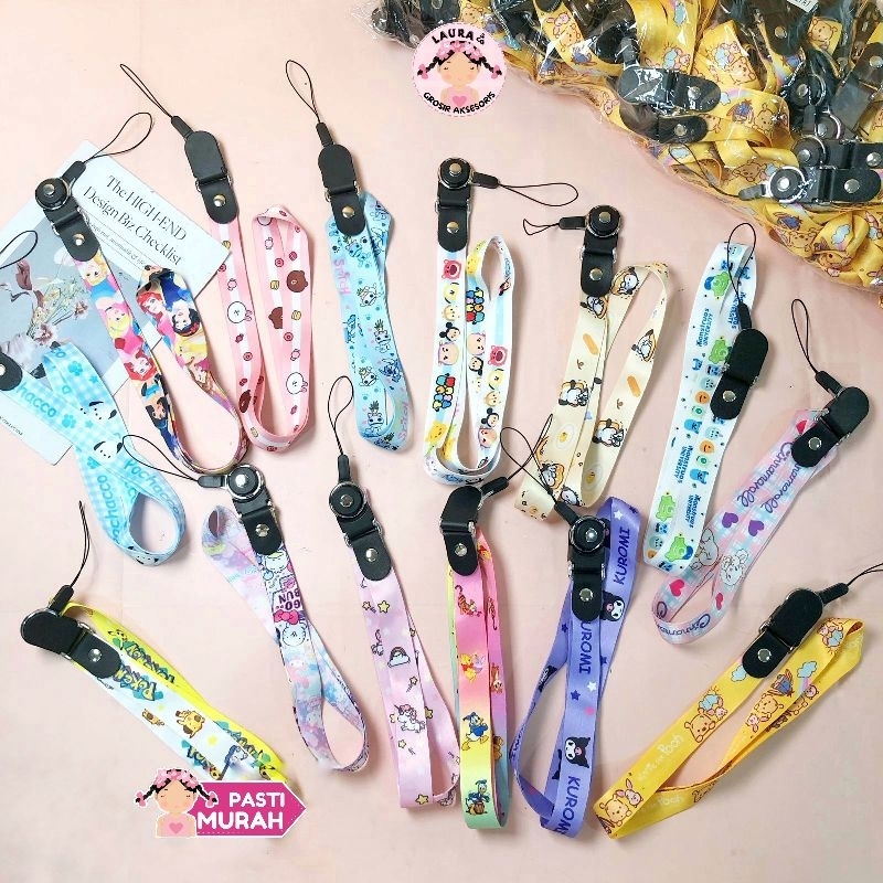 Tali Gantungan Strap Handphone Kalung Lanyard HP Murah Sanrio Kuromi Karakter