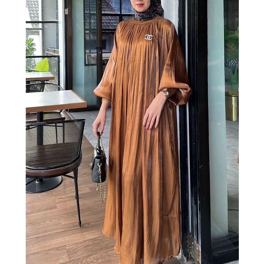 KODE G65Q Amenna Dress  Dress Jumbo ld 14 Untuk Kondangan  Dress Santorini Shimmer  Dress Polos Leng