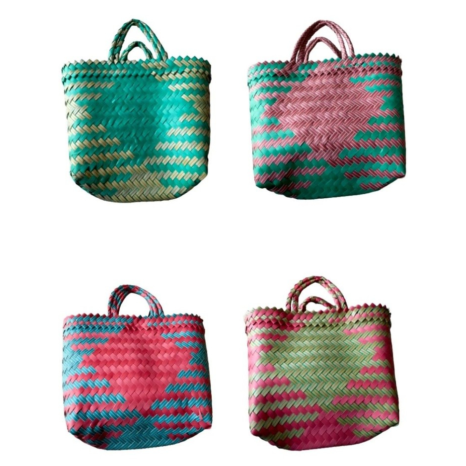 Tas anyaman plastik jenis Lurik ukuran KECIL tas keranjang tas belanjaan tas serbaguna tas jinjing