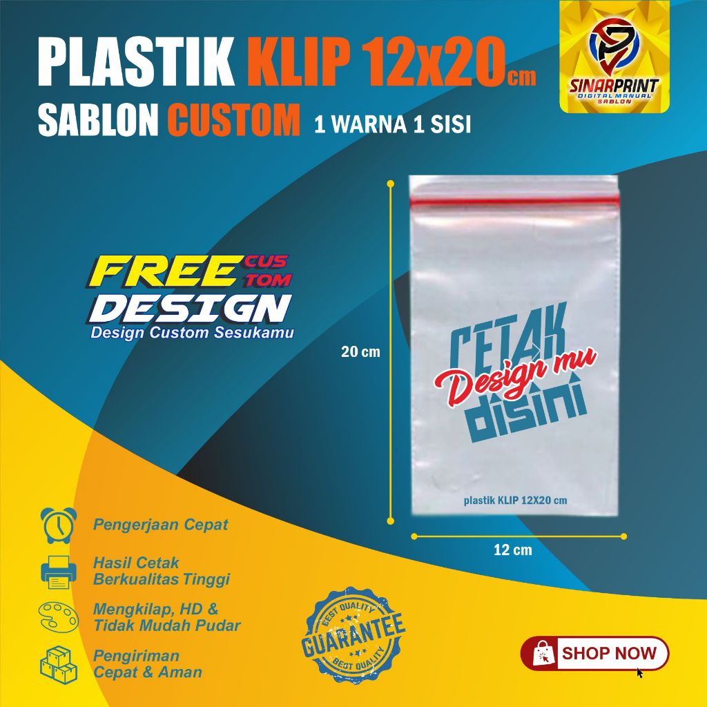 Sablon Plastik Ziplock Klip 12x22 Plastik Kemasan Packing Obat Aksesoris Makanan Pakan