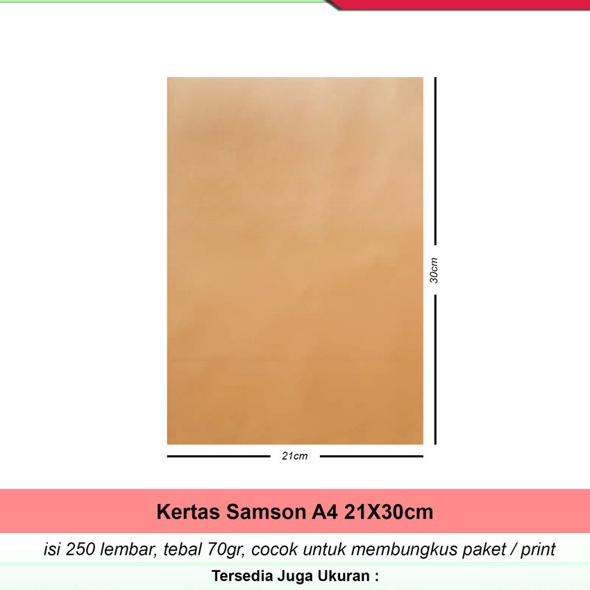 

HJ6 Kertas Samson A4 21x3cm isi 25lbr