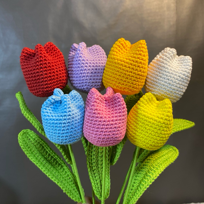 Bunga tulip rajut/ Bunga rajut/ Buket bunga/ Hiasan