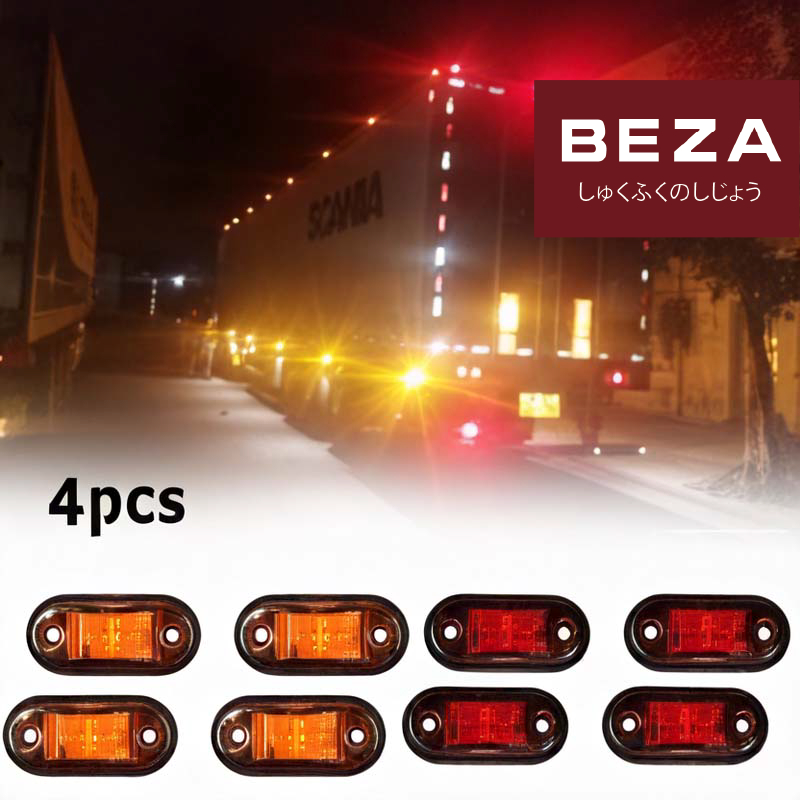 4pcs Lampu Led Penanda Samping Truk Trailer Untuk Samping Mobil   Truk  Trailer 12v-24v