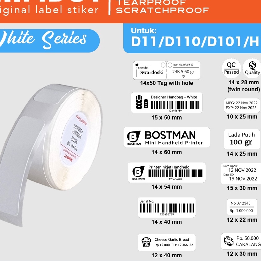 

KF7 White Thermal Label Printer Sticker Niimbot D11 D11 D11 H1S Refill Label Niimbot Plain White