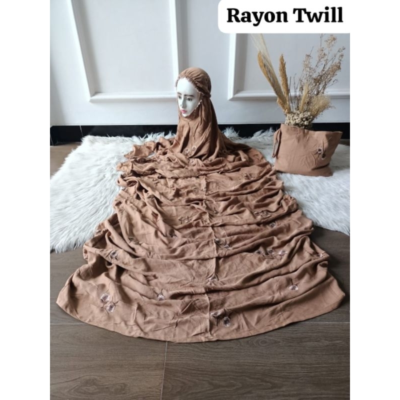 Mukena Terusan Rayon Twill Bordir Daisy