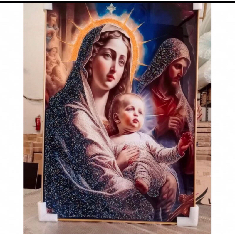 Lukisan hiasan Dinding Porcelain Diamond 5D Crystal Bunda Maria