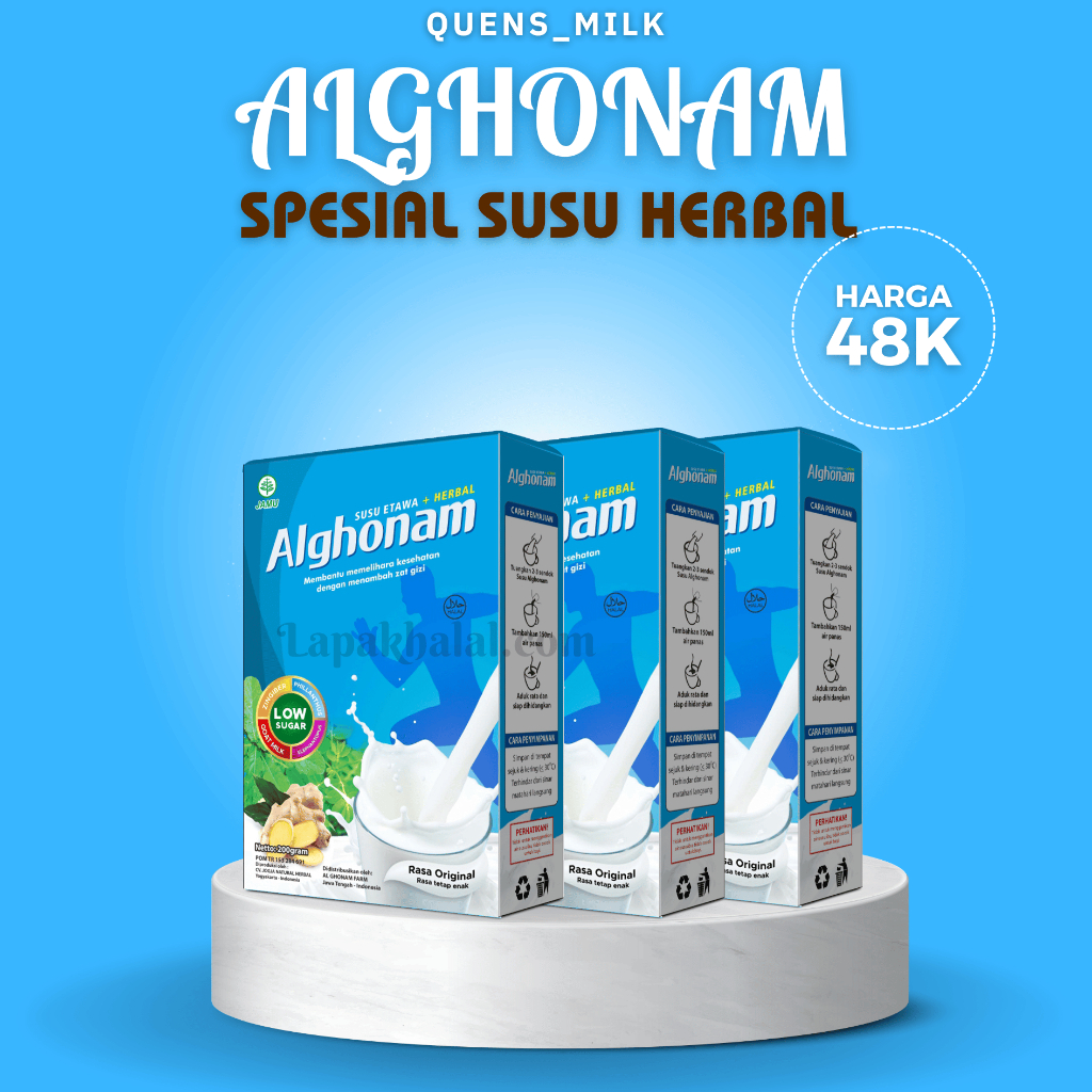 

PAKET 3 BOX - Susu Alghonam Susu Kambing Etawa AL GHONAM 200gr ORIGINAL Plus Herbal