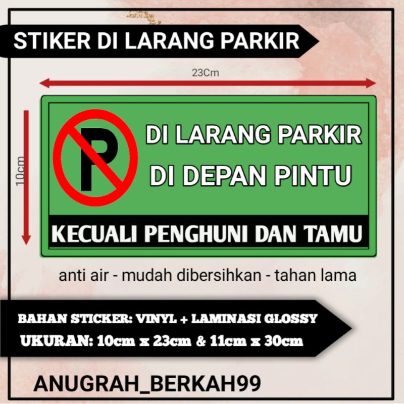 

STIKER DI LARANG PARKIR DI DEPAN PINTU (LAMINASI GLOSSY)