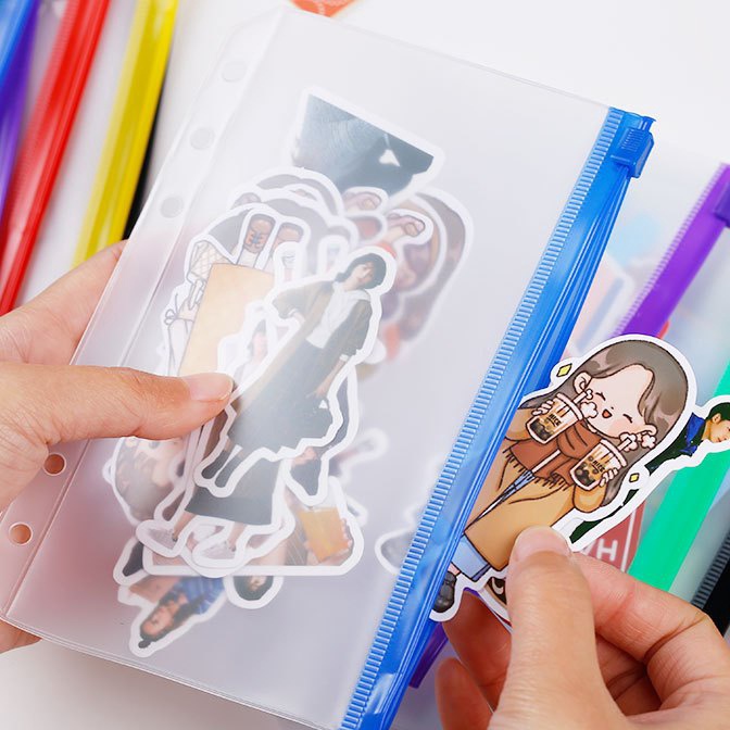 

KF7 12 lembar A6 Tas Ritsleting Warna 6 Hole Halaman Langsung Buku Catatan Ritsleting Buku Pegangan PVC Tas Penyimpanan