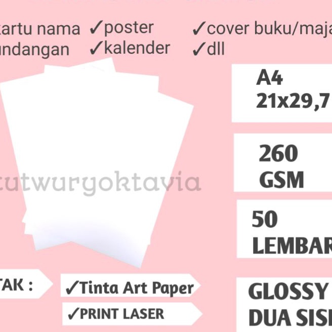 

HJ6 Kertas art carton 26 gsm A4 isi 5 lembar