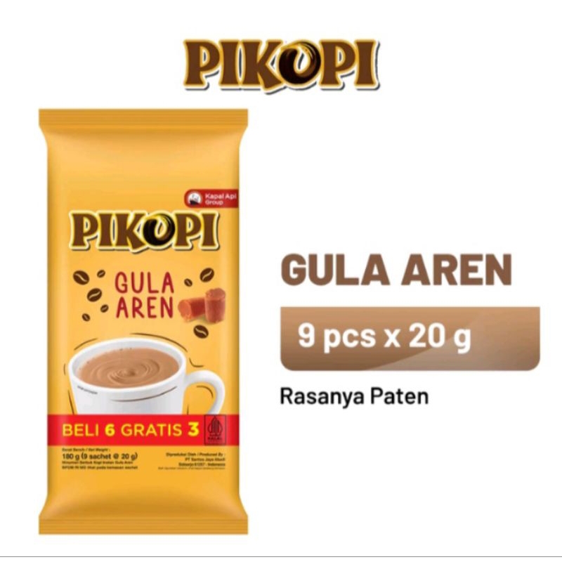 

PIKOPI GULA AREN/MOCCACINO/3IN1 ISI 6 EXTRA 3 PCS @20GR