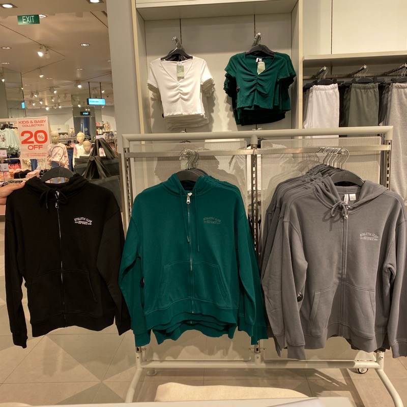 Jaket Hoodie Zip Atletic club sport H&M Original store